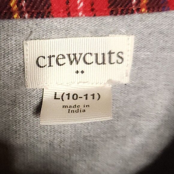 Crewcuts Boys Grey Henley Red Plaid Collar 10-11 - Picture 5 of 6